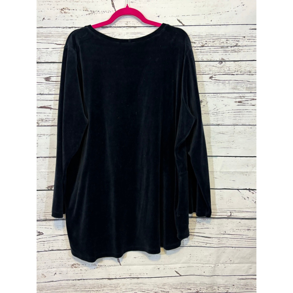 D&Co. Women's Velvet Long Sleeve Top Black Size 2X - Picture 6 of 6